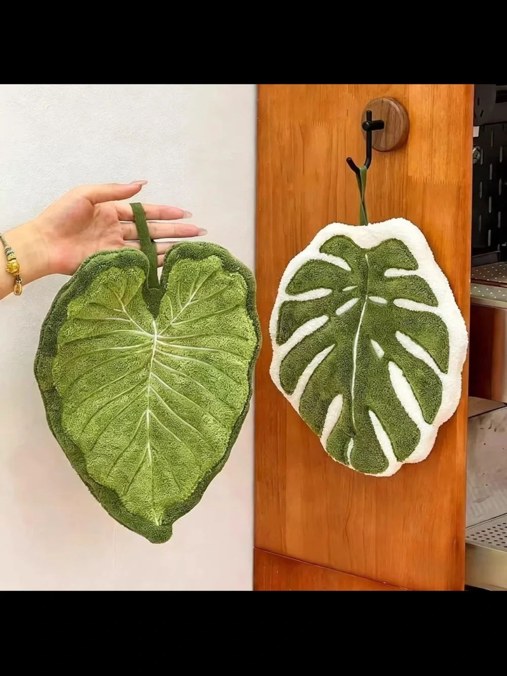 Leaf-Shaped Kitchen Pot Holders - Green Leaf Trio